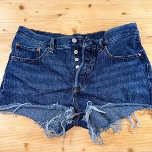 Levi's 501 High‎ Rise Cutoff Shorts W31 Raw Hem Button Fly Y2K Style Denim